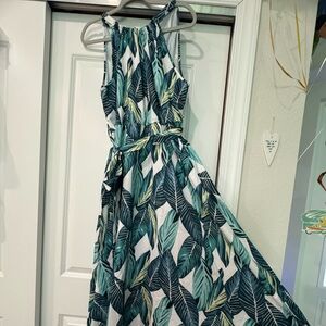 BloomChic Green Leaf Print High Low Dress